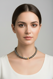 Kette: Tahitiperlen, naturn braun, 750/... Gelbgold