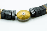 Kette: Hämatit mit 750er Gelbgold, Silber 925, Brillant