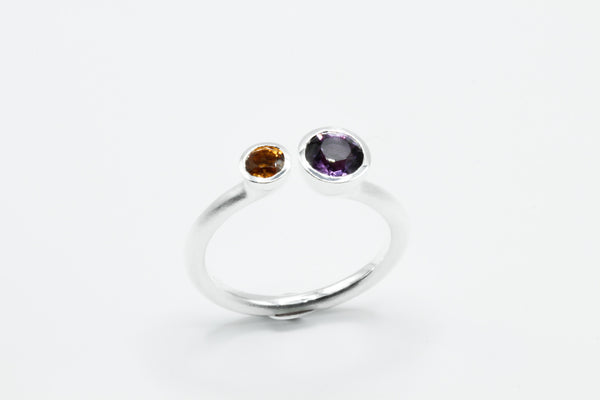 Ring: Silber 925/... Citrin und Amethyst
