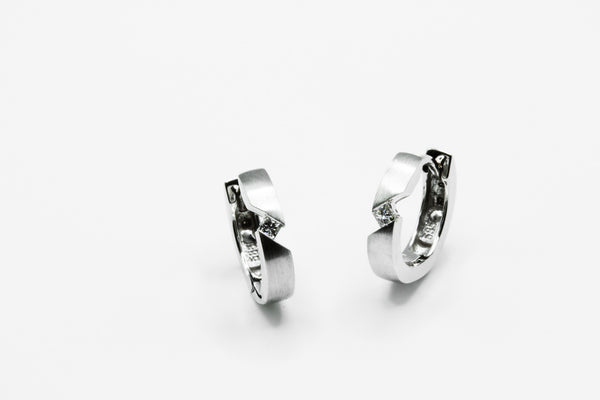 Creolen aus Weißgold 585 mit Diamant Princess