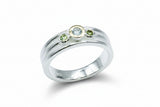 Ring aus 925 Silber und 750 Gold mit Topas und Peridot