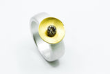 Ring: 925er Silber, 750er Gelbgold, Feingold, Brillant