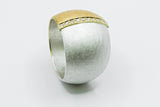 Ring: Feingold, 750er Gelbgold, 925er Silber 10 Brillanten